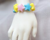 Candy Stars Mini Bracelet for Super Dollfie BJD MSD SD Doll Pink x Blue x Yellow Jewelry Cute Rainbow Pop Kei Fairy Kei Style Rave