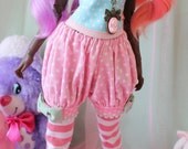 Fairy Kei Polka Dot Pink and Mint Bloomers for SlimMSD Minifee Raspberry Unoa Cute Lolita BJD Doll