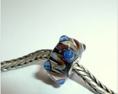 Luccicare Lampwork Bead - Shiny Buds on Sand -  Lined with Sterling Silver