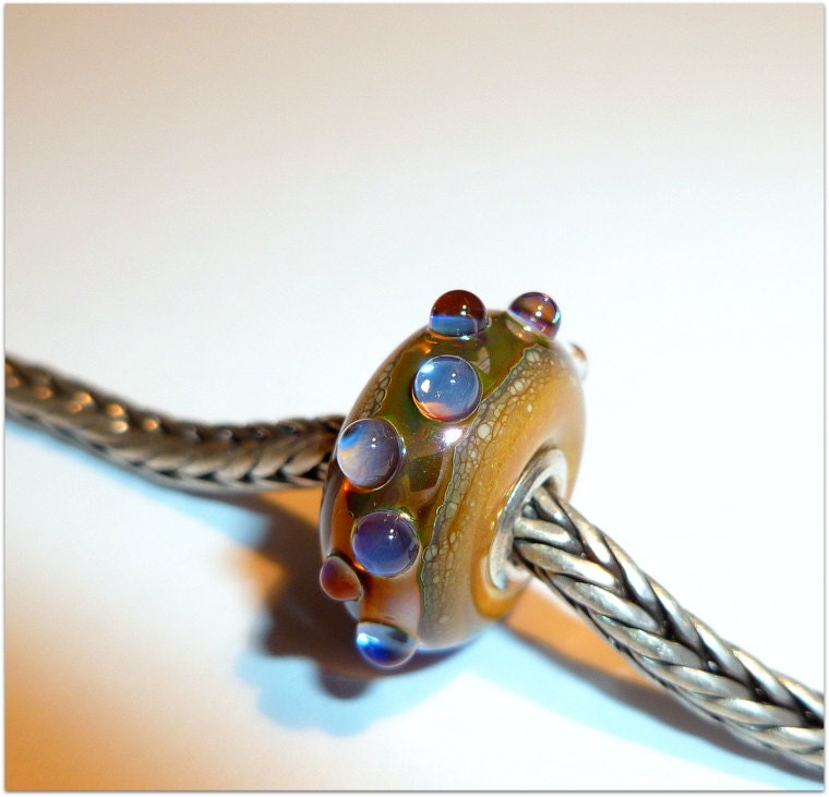 Luccicare Lampwork Bead - Rainbow Drops -  Lined with Sterling Silver