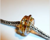 Luccicare Lampwork Bead - Gold Swirl -  Lined with Sterling Silver