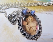 Vintage Cupid, handmade jewelry, beaded, charms,   Altered Art Charm Necklace   ooak   ebsq