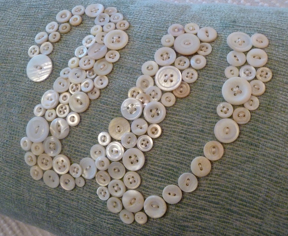Personalized Monogrammed Pillow Letter W in Buttons -- Custom Design Your Own