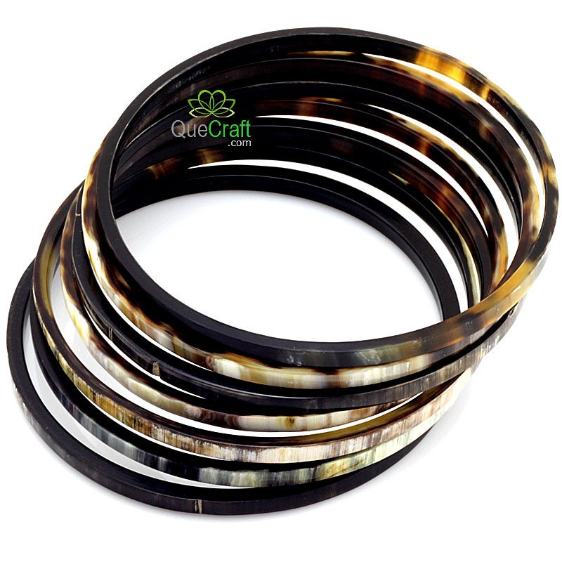 Organic Horn Bangle Bracelets Set of 7 Handmade