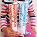Retro modern screen printed alphabet toy dog plush by Jane Foster