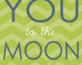 Boy Nursery Print, Love you to the moon, Boy Nursery Home Decor, Nursery Art, 5x8 art print on wood by Jennifer McCully