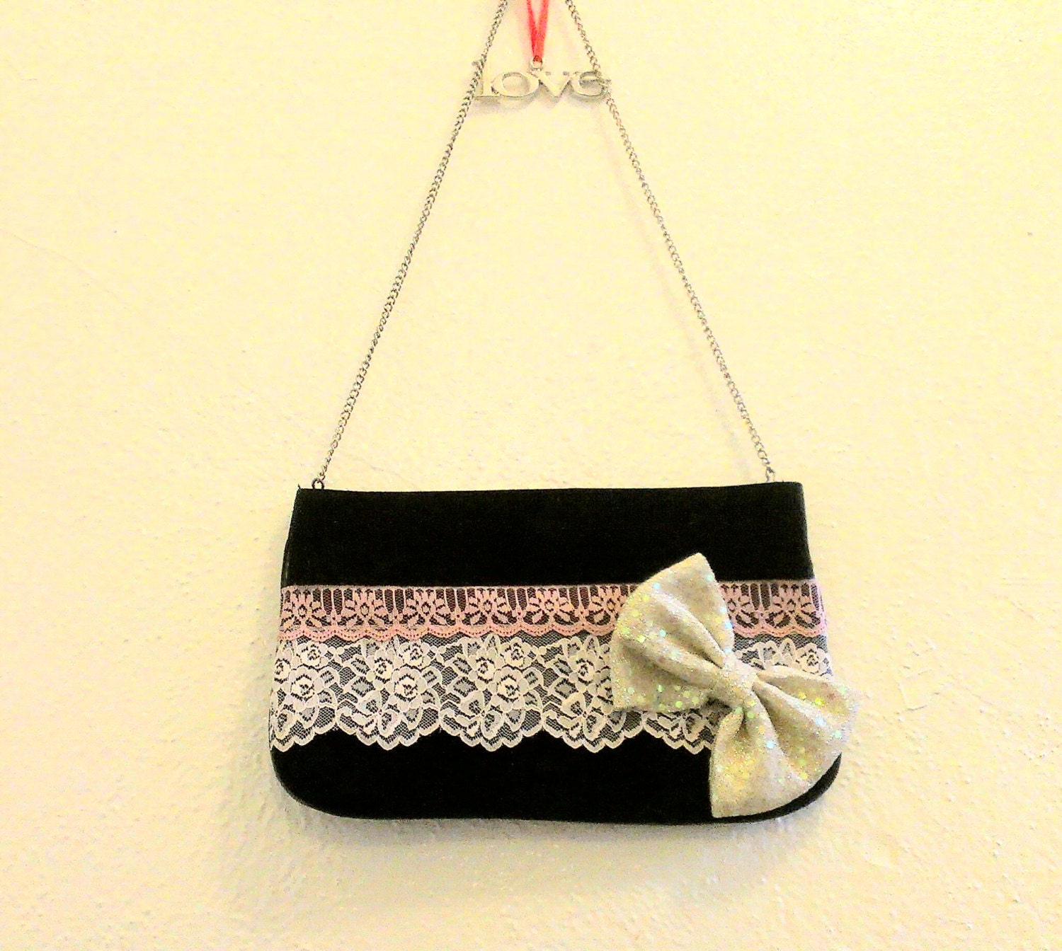 Upcycled VINTAGE Black Suede Purse