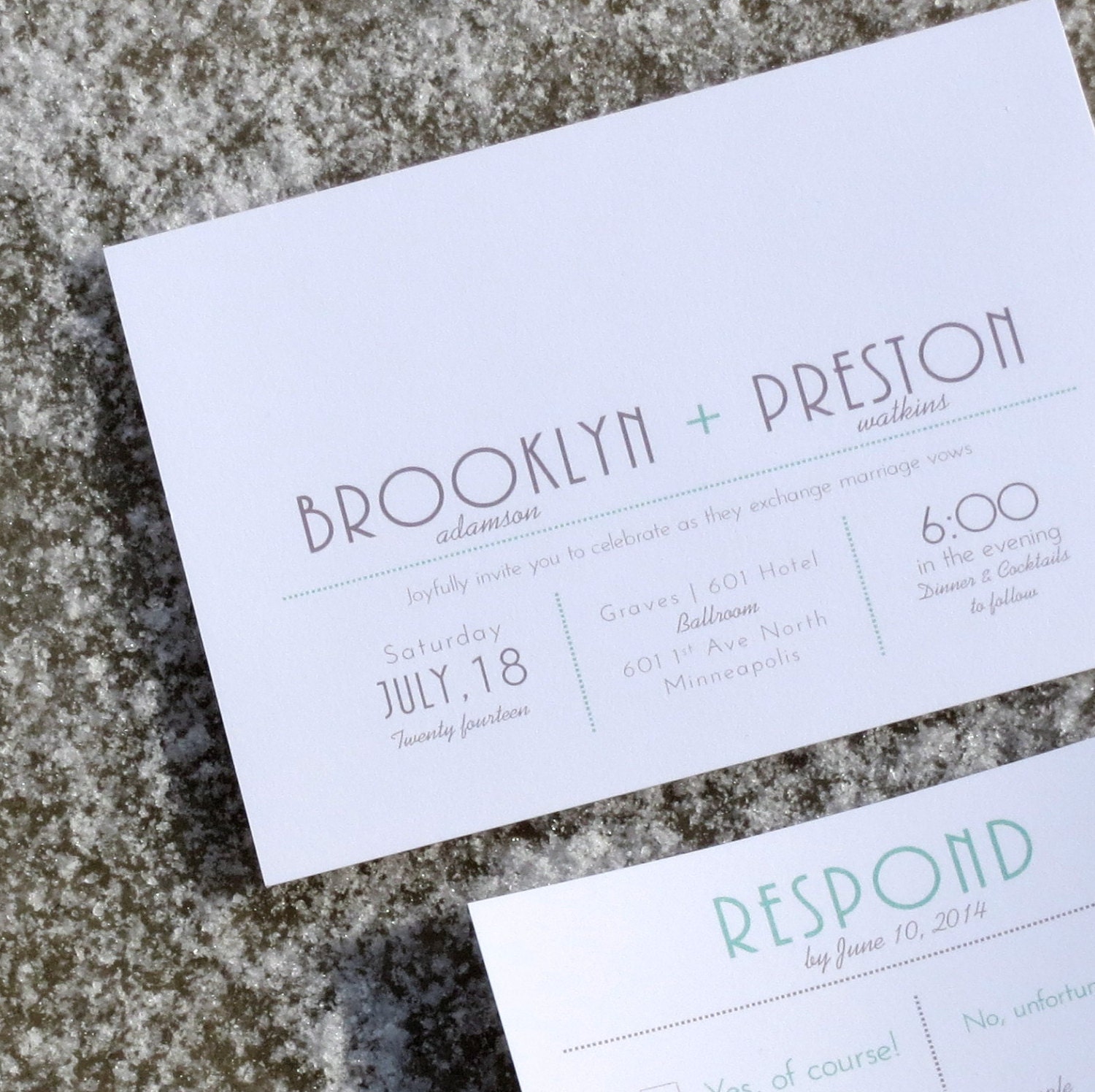 Wedding Invitations Modern Typography Wedding - Brooklyn Deposit