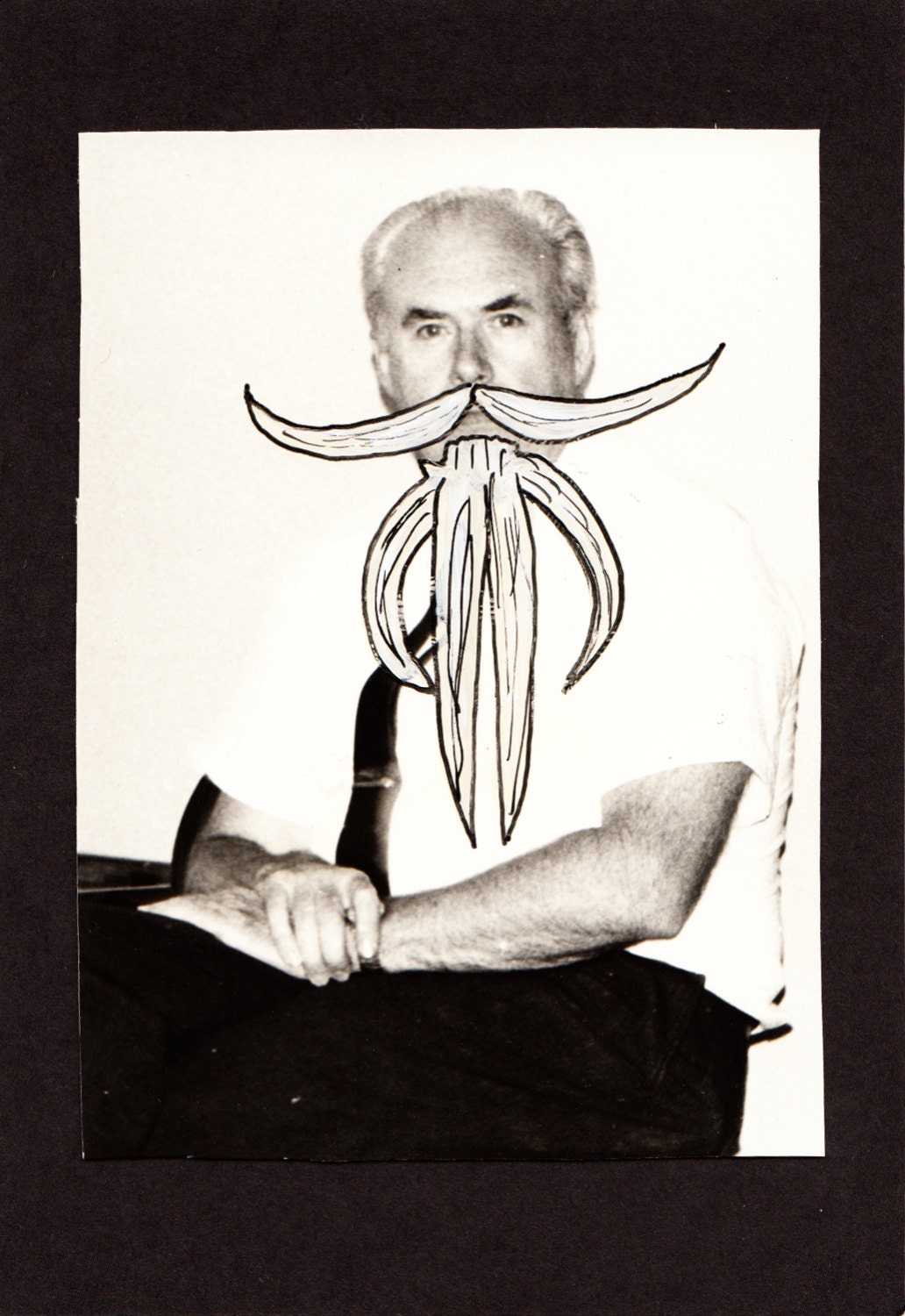 Altered Vintage Photograph-Amazing Mustache