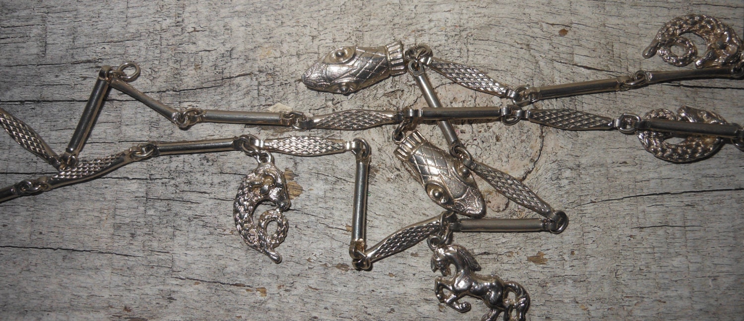 Vintage 1960s necklace  Zodiac charm necklace