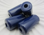 4 Vintage Large Navy Blue Barrel Beads AAA192