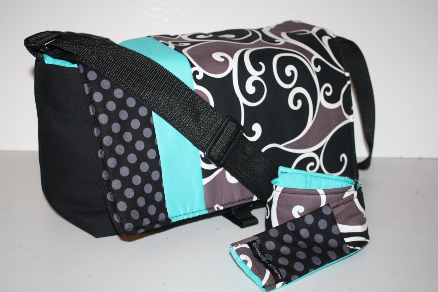 Digital Slr CAMERA Bag Dslr camera Bag Lens case purse 2 Miller Swirl Teal and Camera strap Cover Sm