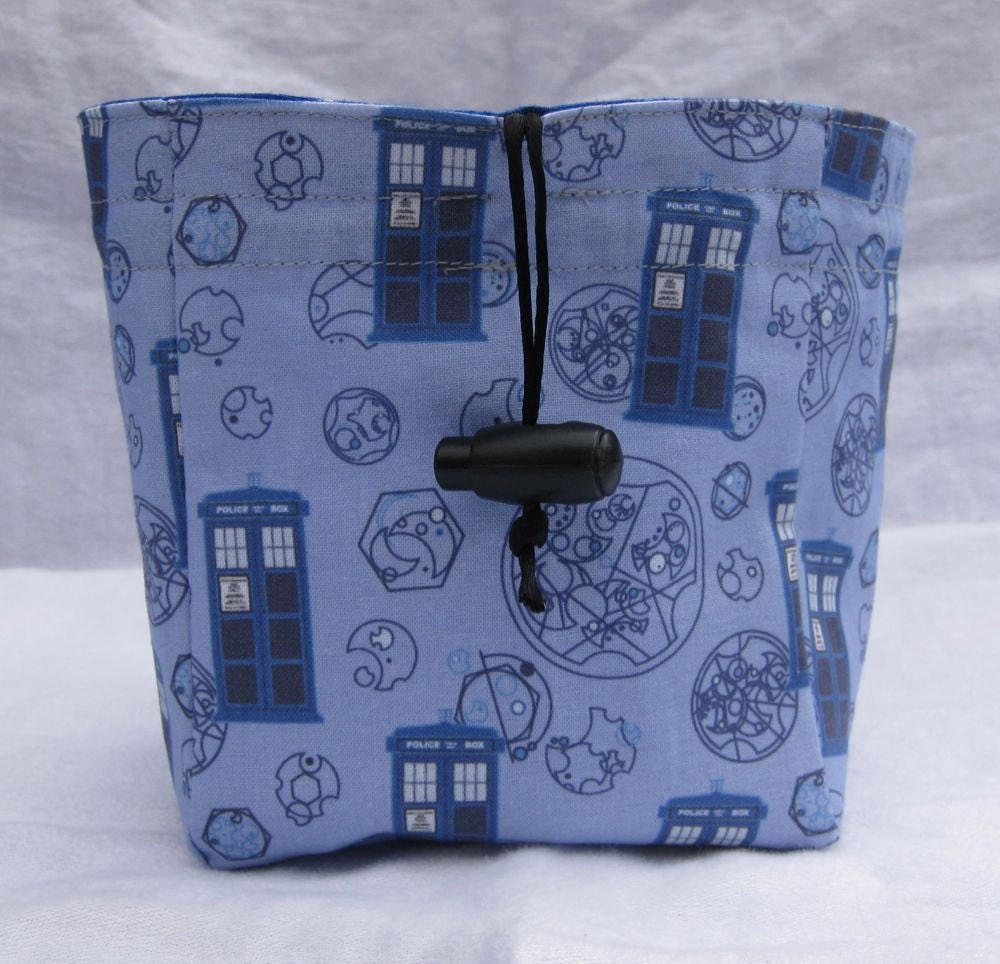 Tardis and clear night sky square bottom dice bag
