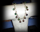 Sterling Silver Multi Colored Charm Bracelet