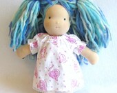 10 inch Waldorf doll's flannel nightgown in pink kitties