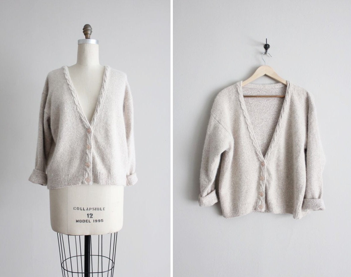 oversized cardigan sweater / fuzzy sweater / silk knit sweater