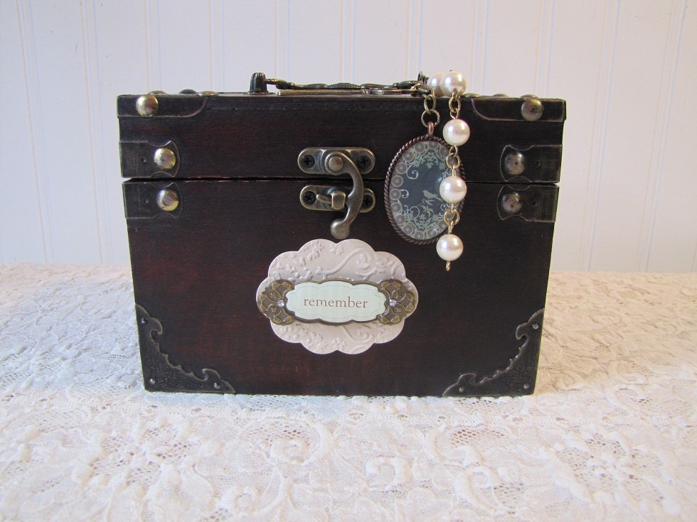 Alternative Guest Book Box Shabby Chic Vintage Customizable Blue
