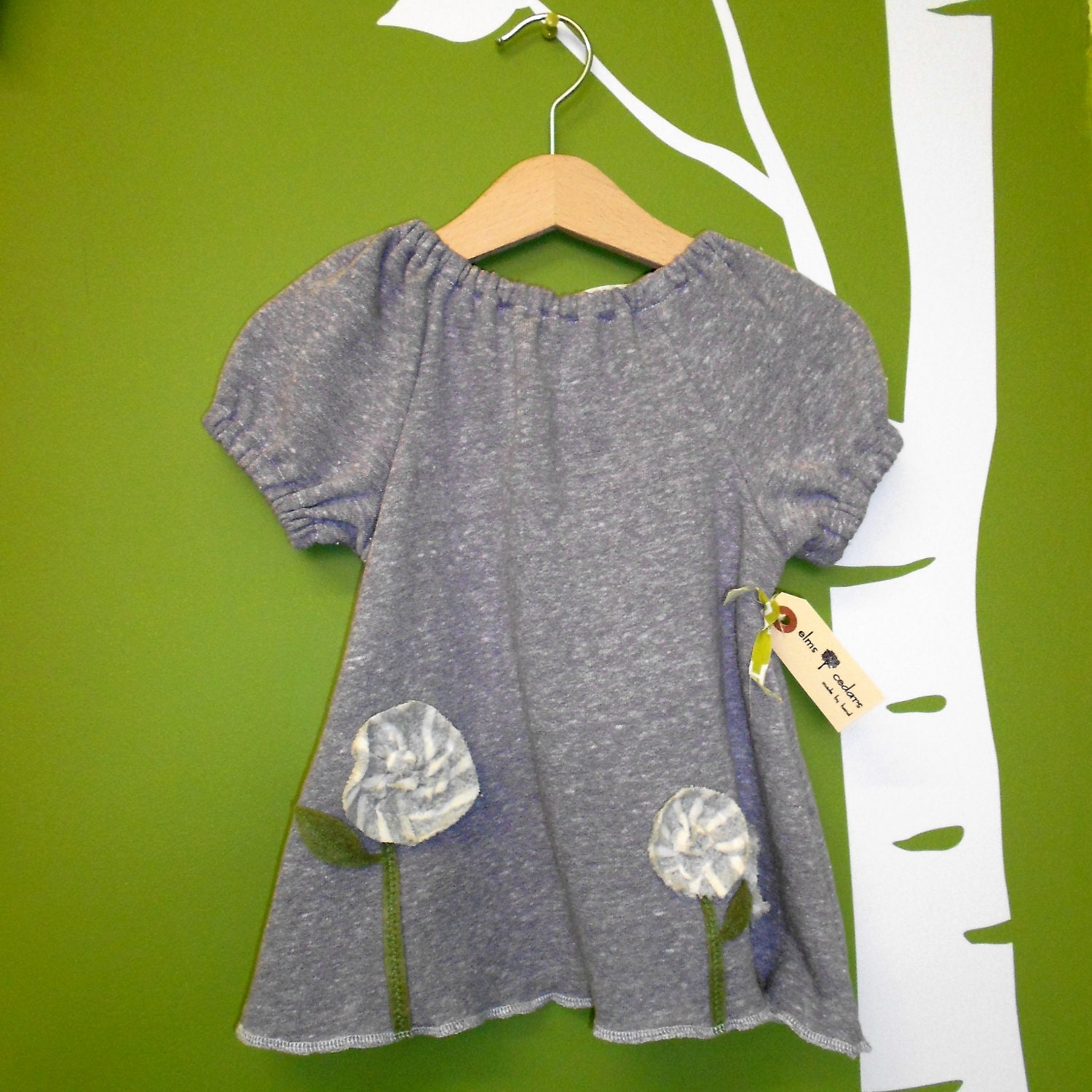 Jersey Peasant Top with Flower Applique 3T