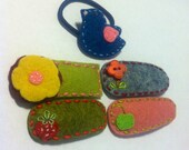 Sale - Wool Felt Hair Clips and Pony Holder