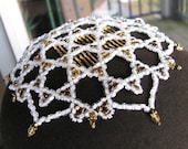 star of david kippah, womens yarmulke, gold bronze head covering, arabic byzantine style, geometric