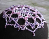 star of david kippah, womens yarmulke, pink and purple head covering, arabic byzantine style, geometric