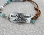 Rustic Silver Bracelet Collection - Blessed Bracelet in Leather and Lace