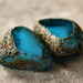 Capri Blue White Czech Glass Bead Stone Picasso 19mm Nugget Drop : 2 pc