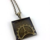 Necklace - steampunk bronze pendant