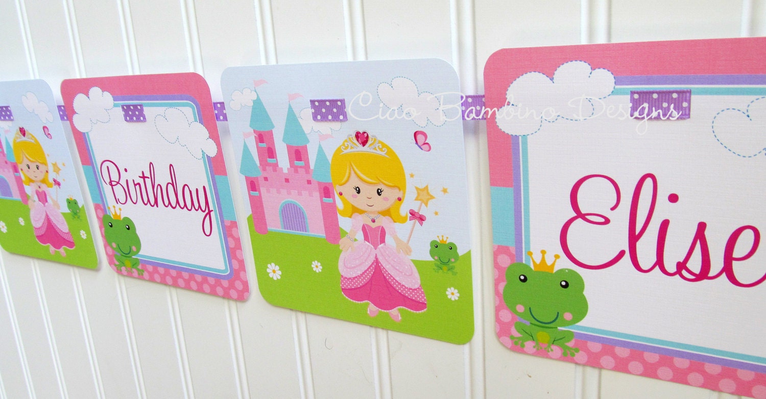 NEW "Pretty Princess" Happy Birthday Banner - Choose Your Princess