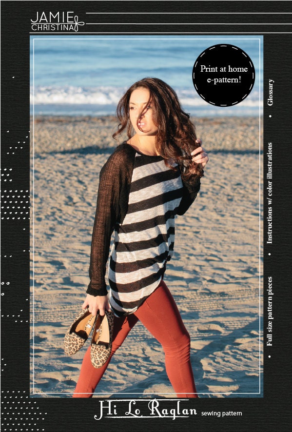 Hi Lo Raglan sewing pdf pattern