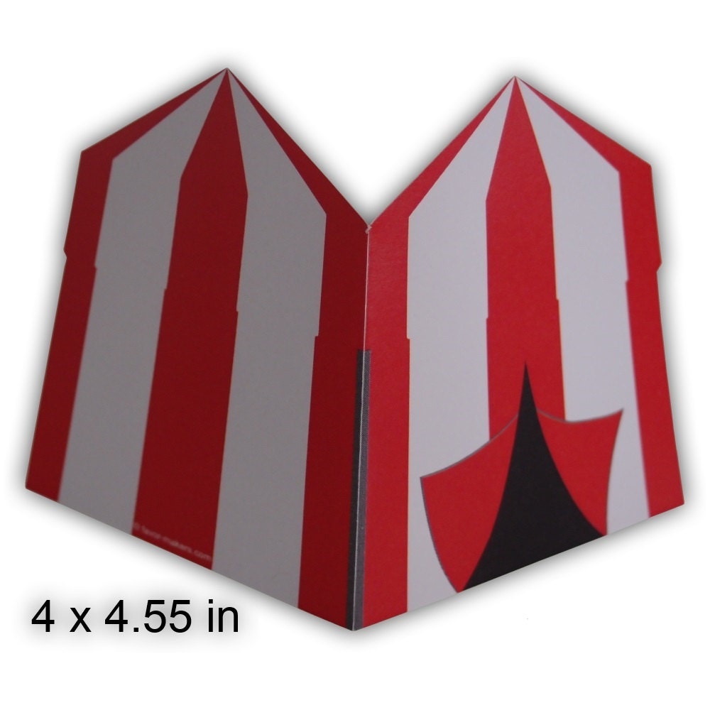 Carnival Circus Tent Blank Cards or Party Invitations Printable Color PDF (custom colors available)