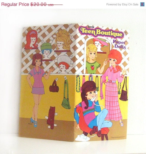 ON SALE Vintage Paper Doll Book 1970s Teen Boutique w outfits Uncut Very Rare