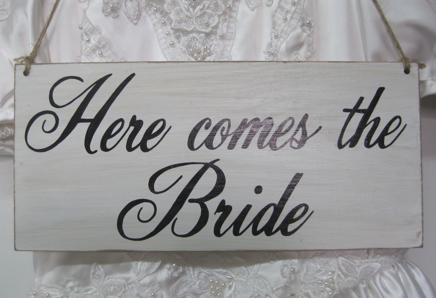 Rustic Wedding Sign Here Comes the Bride Ring Bearer Flowergirl Photo Prop Ceremony Basket Alternative