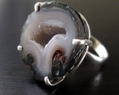 Lilac Amethyst Baby Geode Ring set in Sterling Silver