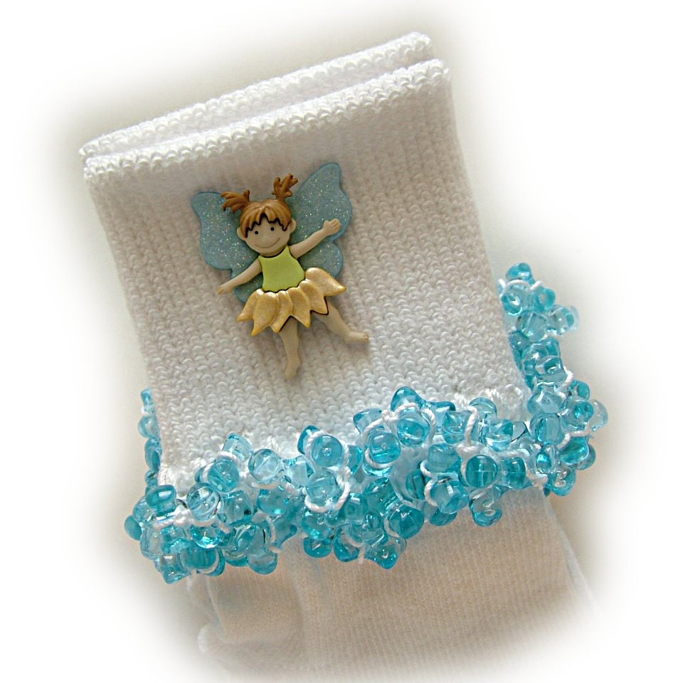 Kathy's Beaded Socks - Blue Flower Fairy - NEW