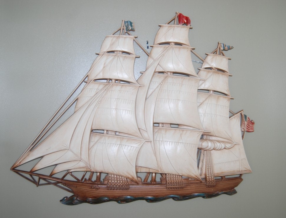 1960s SYROCO Ship Nautical wall hanging