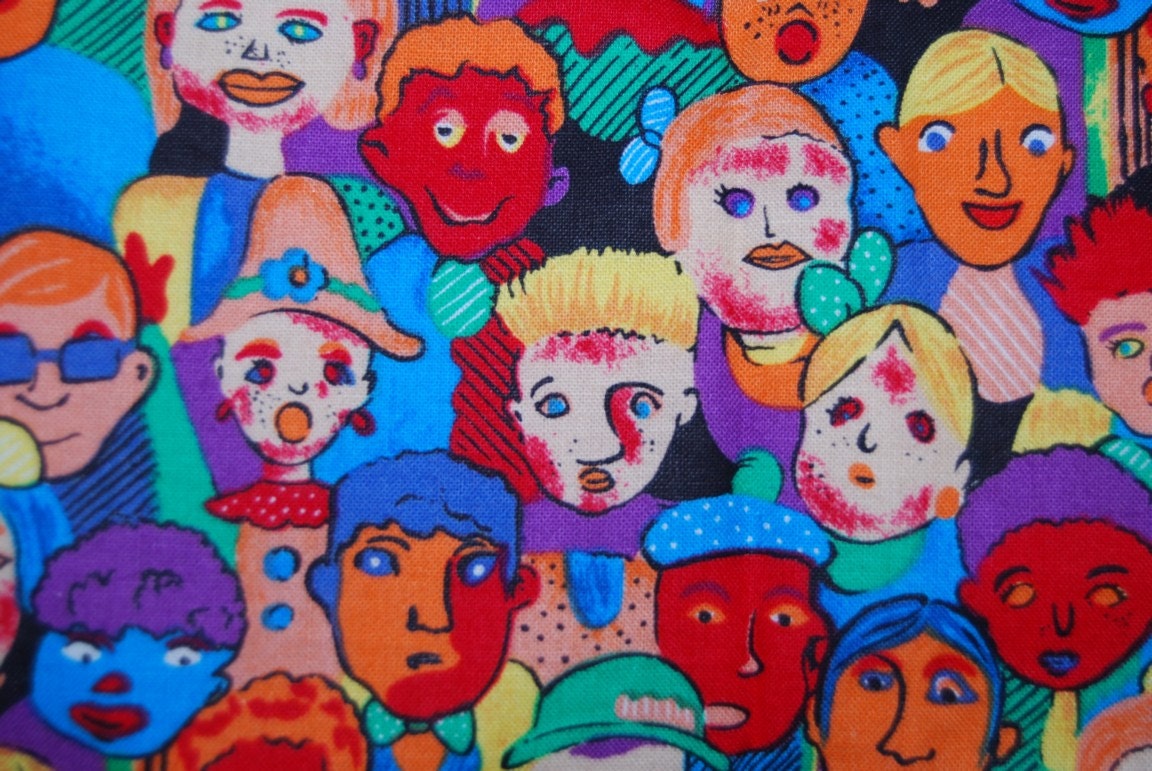 POP ART people vintage 70s 80s era cotton fabric