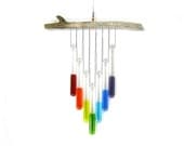Rainbow Glass Wind Chime with Oregon Driftwood     63