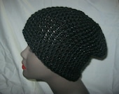 Crocheted Slouchy Hat-Blackr