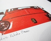 FIAT 500 Red LIMITED EDITION - Letterpress