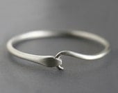Snake Tail Bangle White Bronze with Rubies