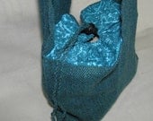 Handwoven handspun knitting shoulder bag sea green blue