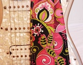 pink black and green paisley floral hipster indie guitar strap