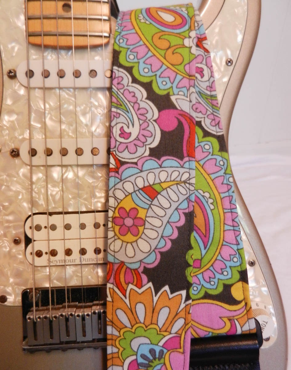 70s paisley hipster guitar strap