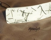 Abstract on White Fused Glass Barrette 133002