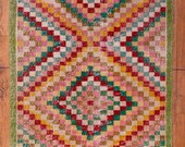 Vintage Multicolor Baklava Turkish Carpet Area Rug