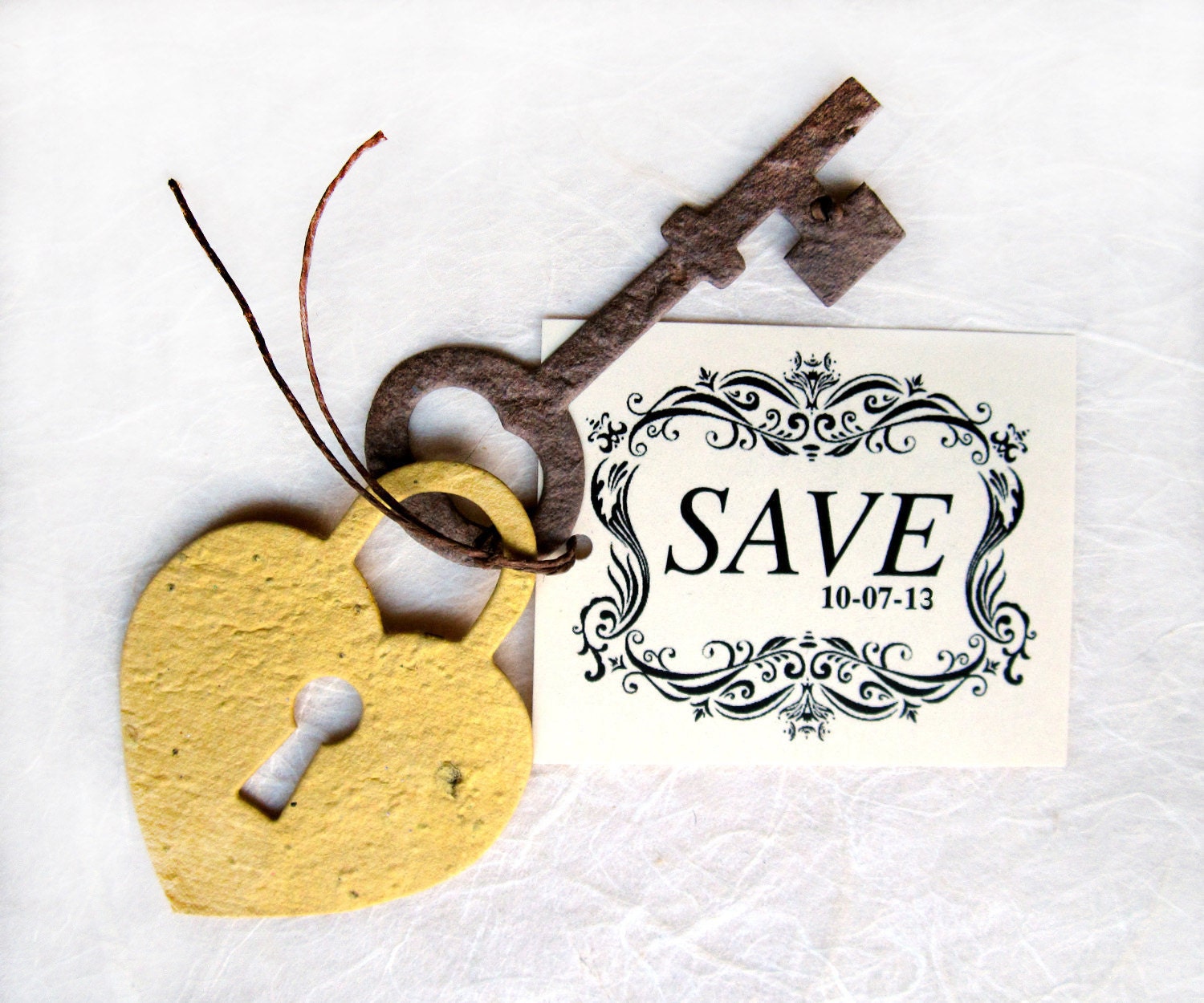100 Save the Date Lock and Key Announcement Wedding Favor - Flower Seed - DIY Supplies