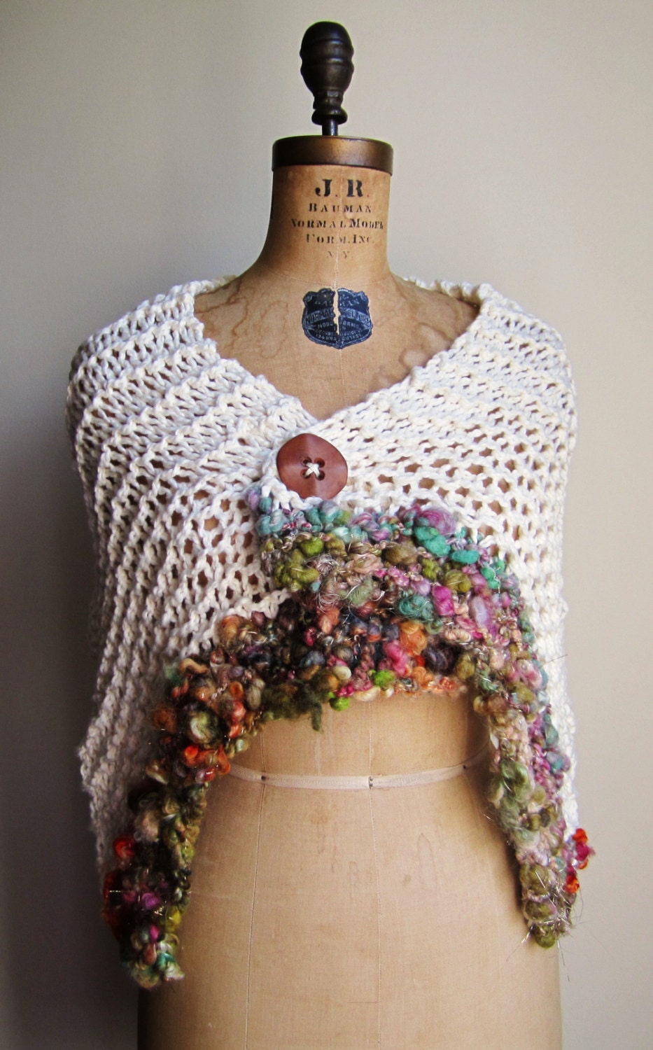 Bohemian Love Organic Cotton knit shawl Cream. Teal. Pink. Orange.