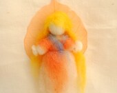 Wool blessing fairy needle felted wall hanging art doll  Waldorf education