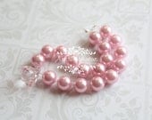 Little Princess - Handmade Pink Pearl Necklace with Swarovski - Large Beads - Couture Photo Prop